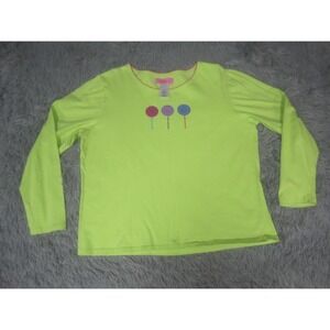 Whispers Shirt Womens Medium Green Lollipop Graphic Long Sleeve Candy Tee Top